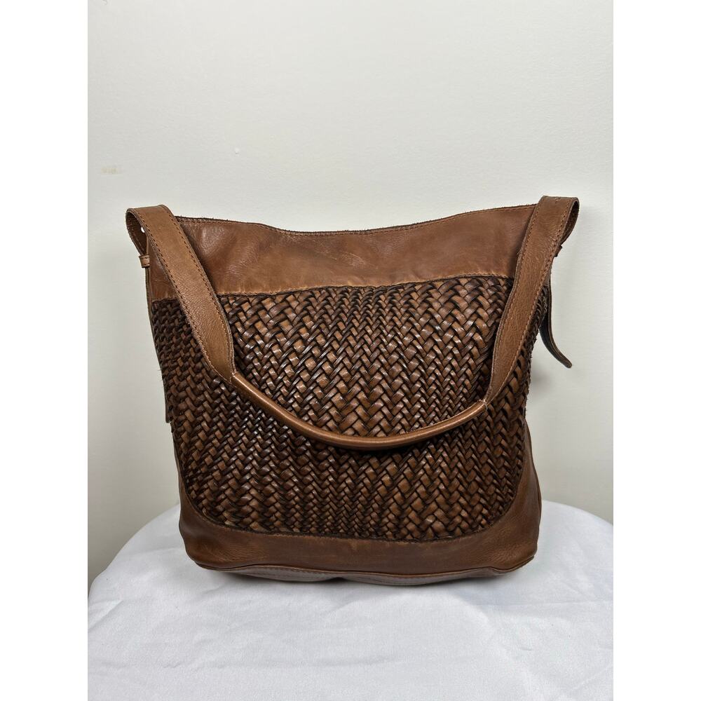 Marta Ponti Brown Woven genuine Leather
Shoulder Bag 13“ x 13“ happy minimalist - Picture 8 of 13